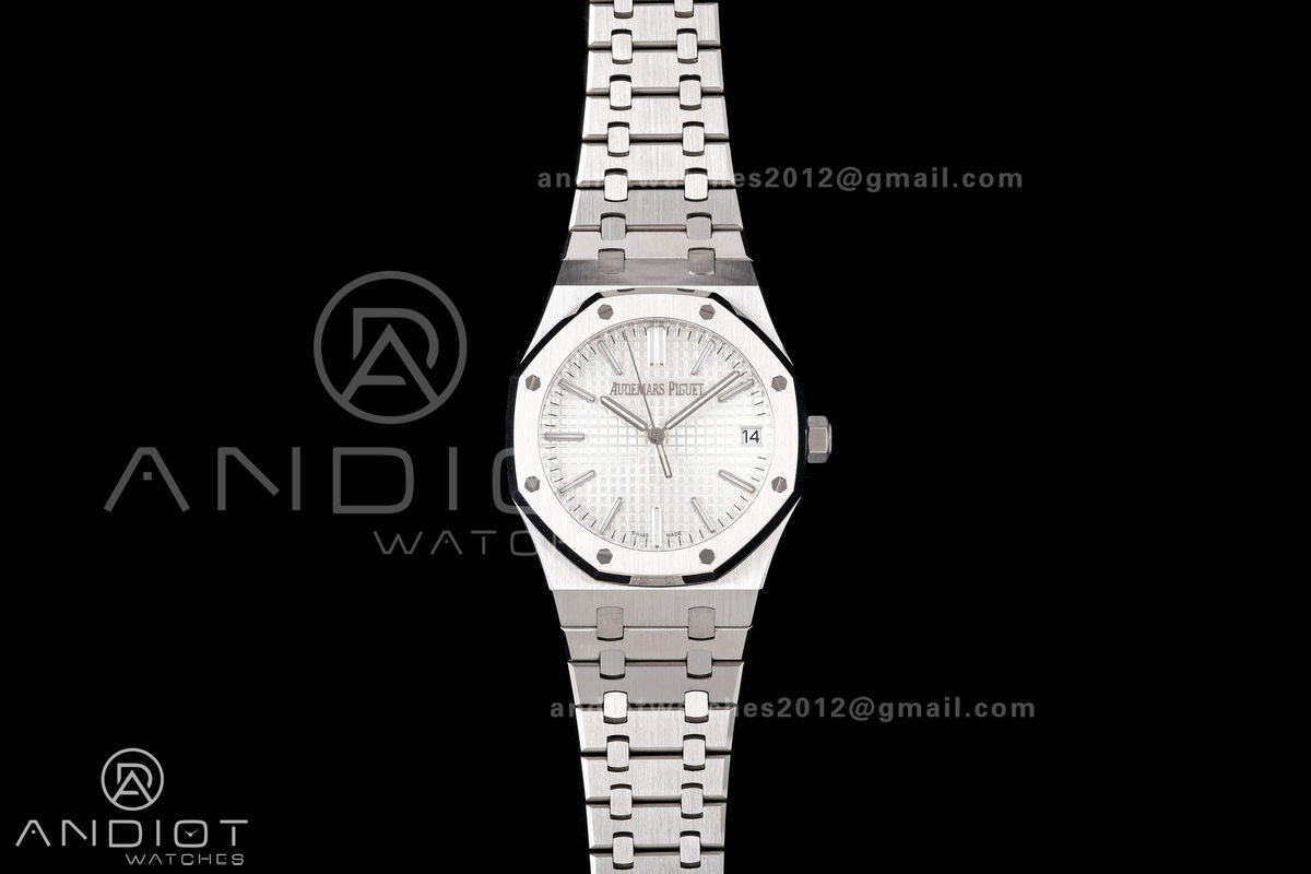 Royal Oak 41mm 15510 SS JF 1:1 Best Edition White Dial on SS Bracelet SA4302 Super Clone